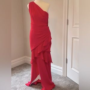 Gorgeous Red, Theia Couture, one shoulder dress. Size 8,